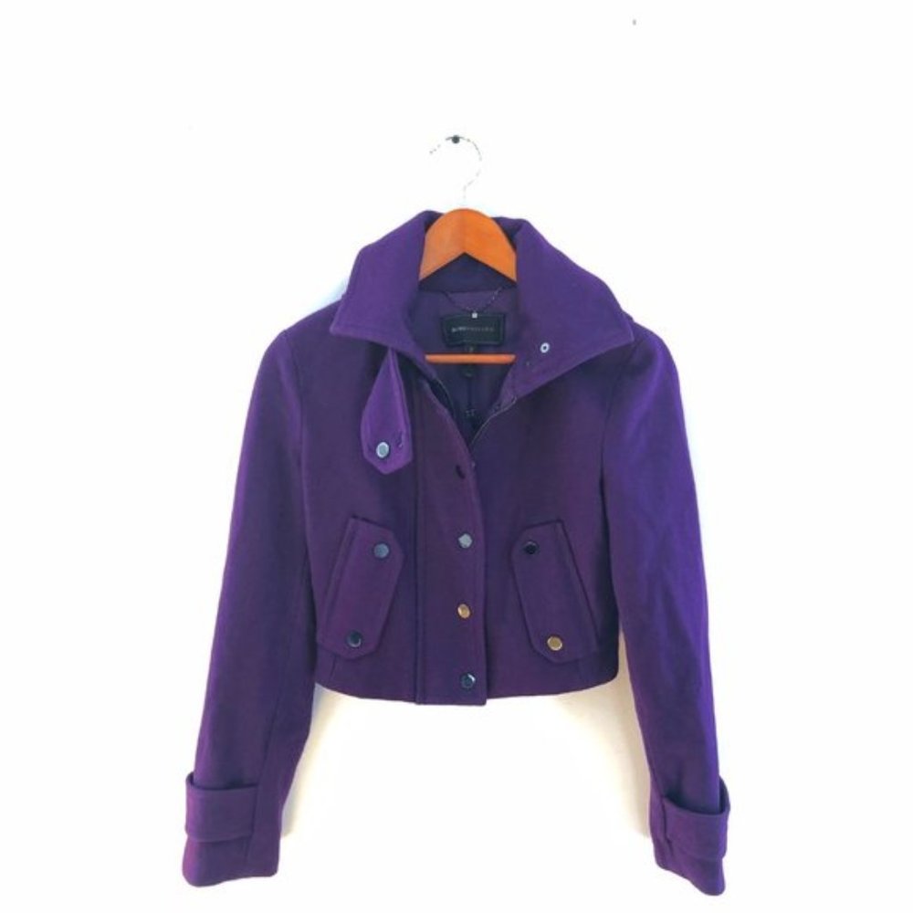 BCBG MaxAzria Cropped Cashmere Coat Purple XXS